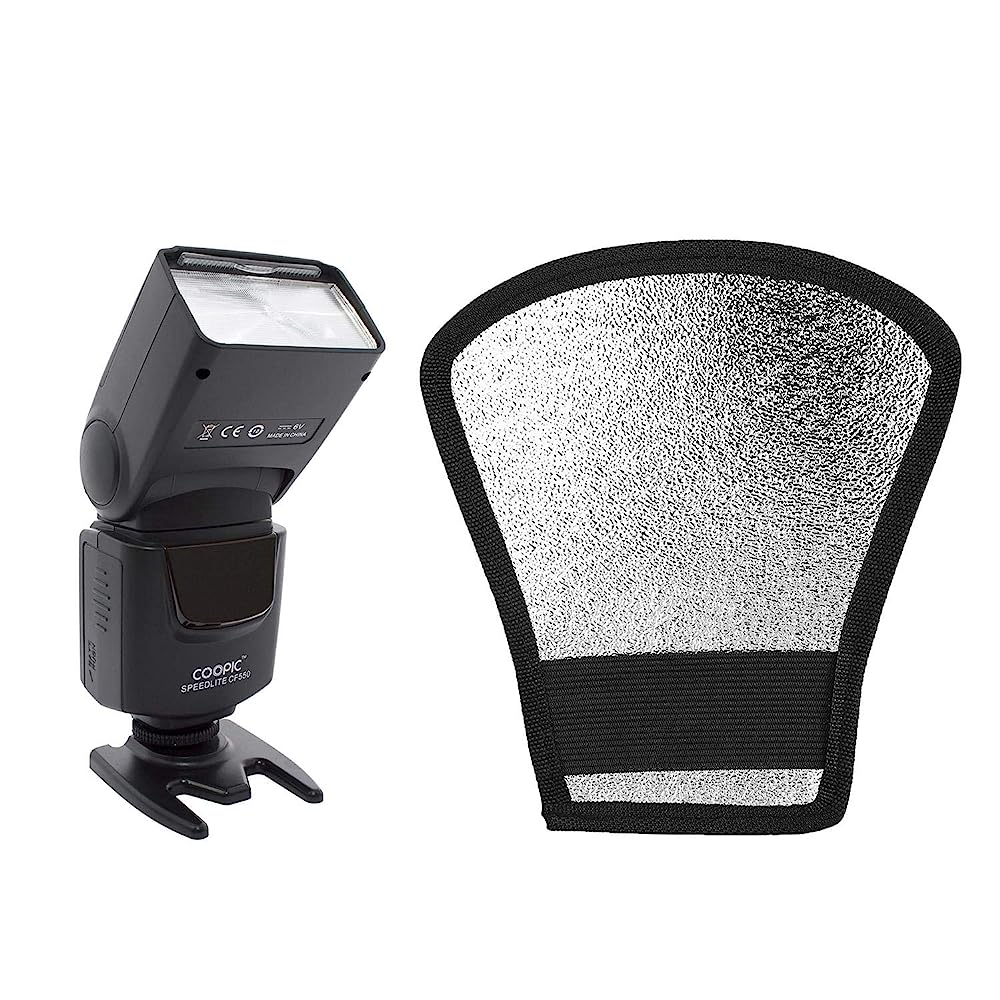 COOPIC CF550 flash with silver/white diffuser softbox reflector