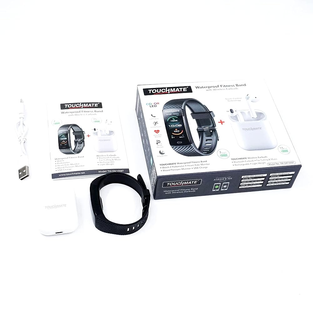 TOUCHMATE Waterproof Fitness Band with Wireless Bluetooth TWS