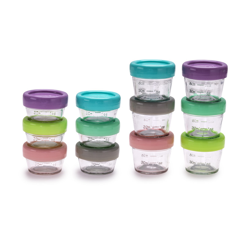Melii Glass Food Container (6 x 4oz x 2oz) 12 Piece Set