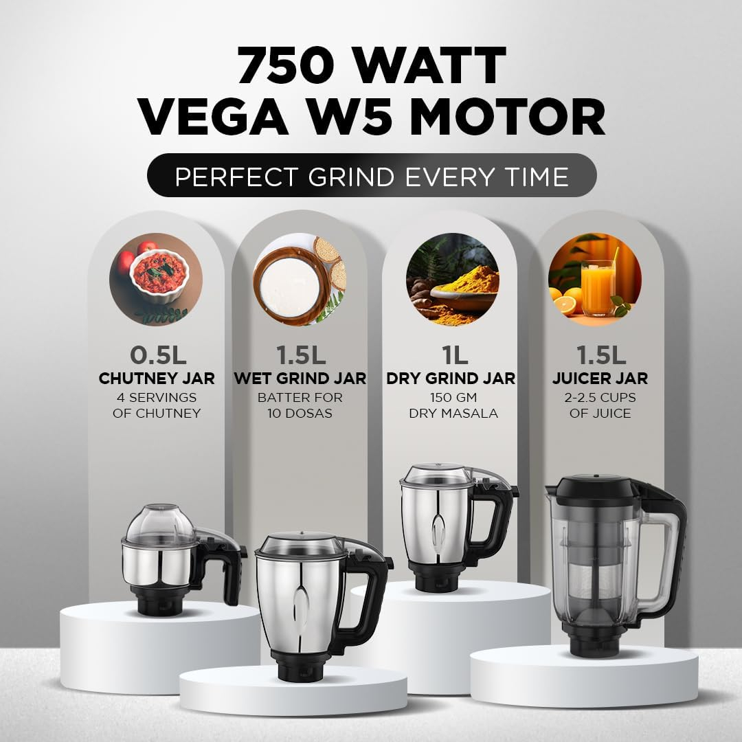 Preethi Zodiac Cosmo MG236 750W Mixer Grinder with Jars Includes