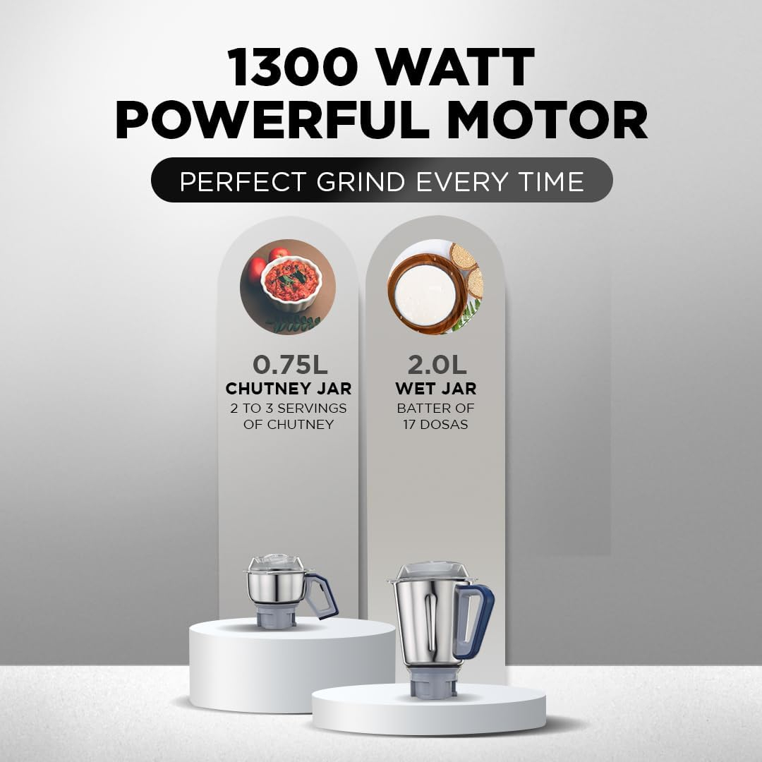 Preethi Xpro Duo MG 198 1300W Mixer Grinder Dark Blue