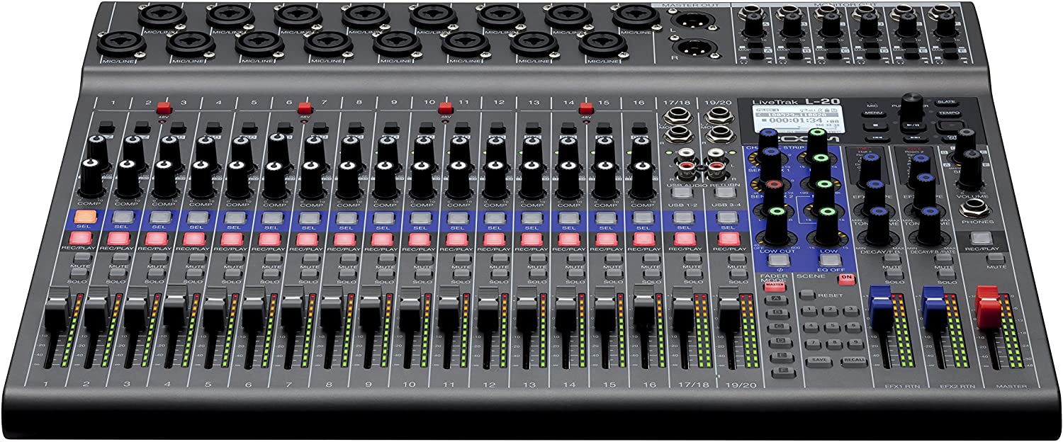 Zoom LiveTrak L-20 Digital Mixer Multitrack Recorder, 20-Input